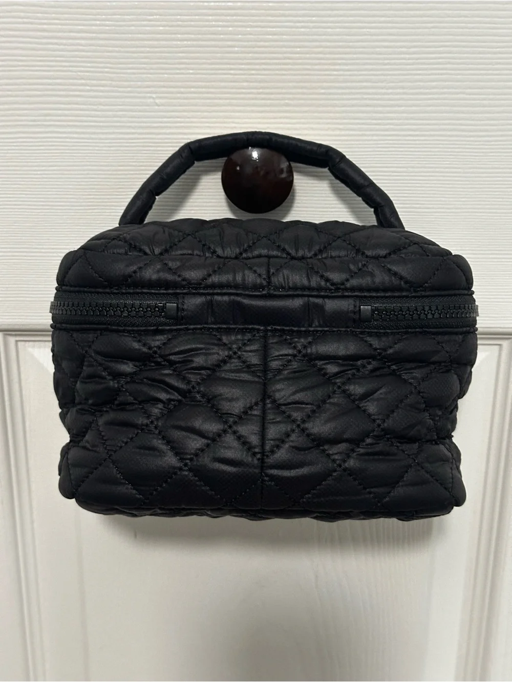 MZ Wallace Quilted Nylon Vanity Case in Black EUC w/Top Handle